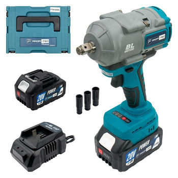 Акумуляторний гайковерт PROFI-TEC PTW1003BL (20V, max 1020 Нм, 1/2″) (2 х PT2040MP (4.0Аг), зарядне BC20V, кейс) (006104)