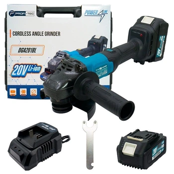 Акумуляторна кутова шліфувальна машина PROFI-TEC 20V DGA201BL Professional POWERLine (2хPT2040EP 20V 4.0Aг, зарядне BC20V, кейс) (005963)