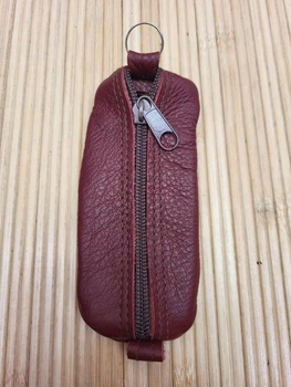 Футляр для ключей из кожи Бордовий-3 класика 12×5 см маленька
