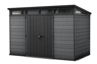 Садовий пластиковий будиночок Keter Cortina 11×7 (342см х216см) 259113 темно-сірий