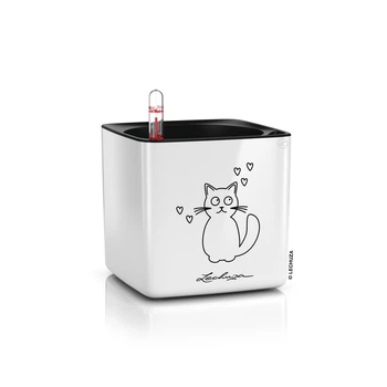 Вазон Lechuza Cube Glossy Cat 4 білий блискучий 0.4 л