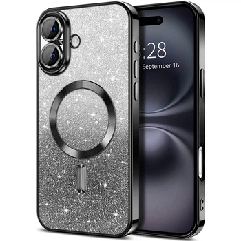Чохол з блискітками, захисними лінзами на камеру та MagSafe на Apple iPhone 17 (6.3") (Чорний / Black) Epik (244960)