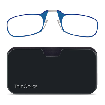 Очки Thinoptics +1.50, голубые + Чехол универсальный черный (1.5BLUBUP)