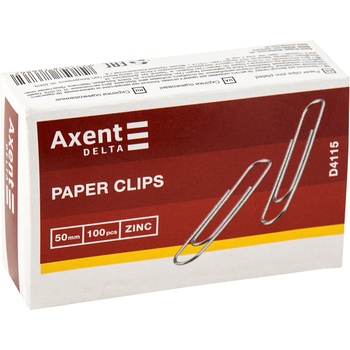 Скріпки оцинковані Axent Delta D4115, 50 мм, 100 штук 4251458786862