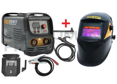 Инверторный сварочный аппарат ProCraft Industrial RWI-320 NEW (дисплей, сварочные кабеля, маска-щиток) + Сварочная маска-хамелеон ProCraft SHP90-30 (регулировка затемнения, 2 источника питания)