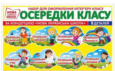 Набір плакатів НУШ Осередки класуі. Для оформлення інтер'єру класу 4823076144609