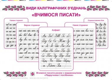 Комплект Набір плакатів "Види каліграфічних з’єднань" Вчимося писати 2255555500446