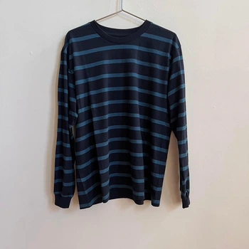 Лонгслив GAP Long Sleeve Crew Organic Cotton Color: Navy/Blue Stripes XL