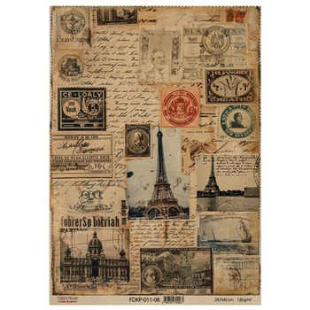 Аркуш крафт паперу з малюнком Фабрика Декору Vintage Europe, 42x29,7 см, артикул FDKP-011-8