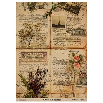 Аркуш крафт паперу з малюнком Фабрика Декору Naturalist Notes 01, 42x29,7 см, артикул FDKP-012-8