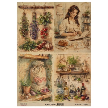 Аркуш крафт паперу з малюнком Фабрика Декору Cooking delights 07, 42x29,7 см, артикул FDKP-013-7