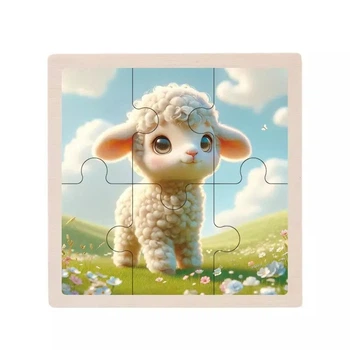 Детский деревянный пазл-вкладыш "Ягненок" Bambi MD 1509-17, 6 элементов 9,8 х 9,8 х 0,4 см