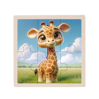 Детский деревянный пазл-вкладыш "Жираф" Bambi MD 1509-19, 6 элементов 9,8 х 9,8 х 0,4 см