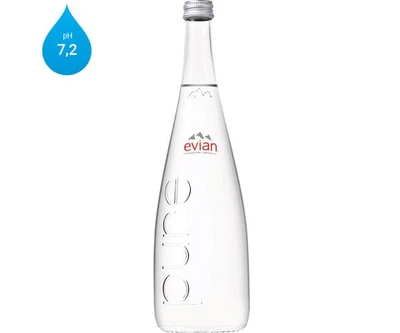 Evian, 0,75л, Упаковка 12 шт., Евіан, Вода негазована, скло