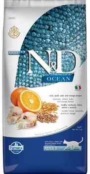 Сухий корм Farmina N&D Ocean Cat Codfish Spelt Oats Orange для котів Овес з апельсиновою тріскою 5 кг (8010276036797)