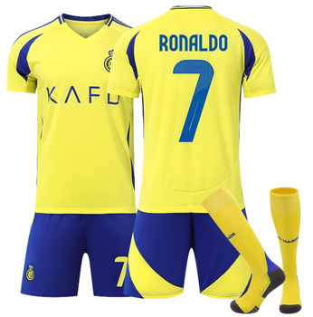Форма футбольна дитяча Ronaldo (Роналдо) 7 Al-Nasr (Аль-Наср), сезон 24/25 з гетрами (розмір 34-38), 26 розмір, ріст 140-145 см, жовта з синім