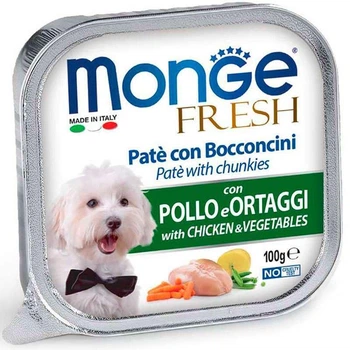 Консервований корм Monge Dog Fresh Chicken&Vegetables з куркою та овочами для собак шматочки в паштеті 100г