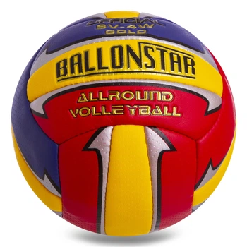 Волейбольний м'яч BALLONSTAR, розмір 5, поліуретан (PU), ручний шов, яскравий дизайн, для класичного та пляжного волейболу, вологостійкий, для залу та вулиці(OB_DC488F073709)