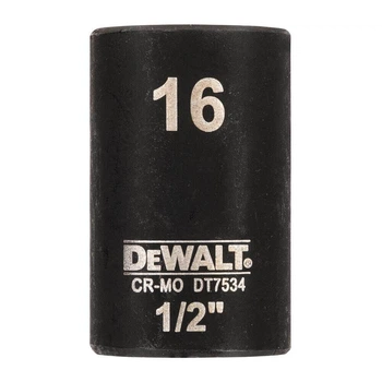 Головка торцевая ударная DeWALT IMPACT 16 мм 1/2 дюйма 529 Hm шестигранная профессиональная для гайковертов (DT7534)
