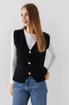 Жилет однотонний трикотажний жіночий Park karon 10840 One size Чорний