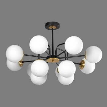 Люстра потолочная с шарами на 12 плафонов Е27 Sneha (99691536344/12 BLACK+GOLD)