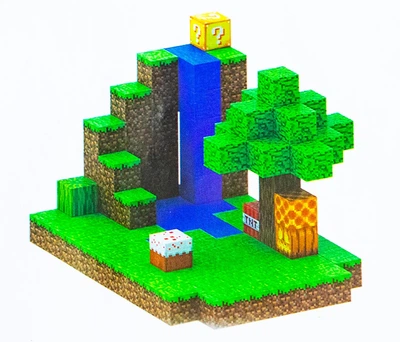 Магнитный детский конструктор Водопад в джунглях 128 блоков и 5 фигурок Minecraft. Конструктор Майнкрафт