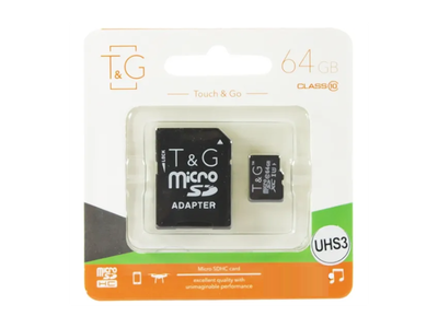 Карта пам'яті T&G 64 GB microSDXC Class 10 UHS-I (U3) + SD-adapter (TG-64GBSDU3CL10-01)