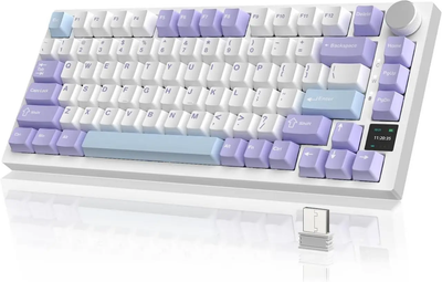 Клавіатура бездротова AJAZZ AK 820 PRO 75% на Gift Switches Purple-White-Blue