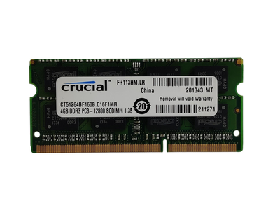 Оперативная память для ноутбука SODIMM Crucial DDR3L 4Gb 1600MHz PC3L-12800S (CT51264BF160B.C16F1MR) 13936 Б/У