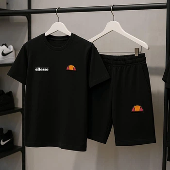 Літній спортивний костюм Ellesse (шорти + футболка) Чорний XL (XC-53)