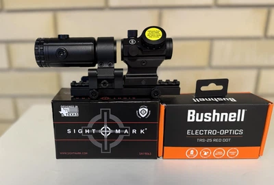 Комплект Коліматор Bushnell Optics TRS-25 + Збільшувач-Магніфер Sightmark T-5 Magnifier 5x
