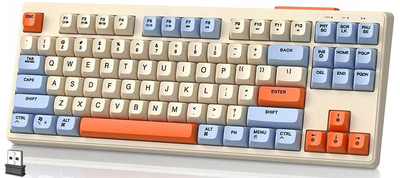 Клавиатура игровая Free Wolf 80% / BT 5.0 + 2.4Ghz / Type-C / RGB / Creamy Blue / Silent