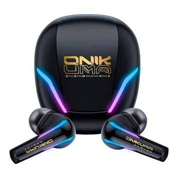 Беспроводные Bluetooth наушники Onikuma T27 |TWS наушники, портативные, Bluetooth 5.3/2.4G, 45/400mAh, USB Type-C, до 6 часов воспроизведения, встроенный ENC микрофон, сенсорное управление, IPX4, подсветка| Черный