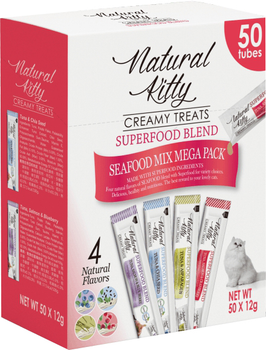 Набор крем-снеков Natural Kitty Creamy Treat Mega Pack для кошек на рыбной основе, 50 шт х 12 г (4 вкуса) (SNK231101)