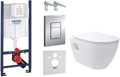 Інсталяція GROHE Rapid SL 3873200A з панеллю змиву Skate Cosmopolitan 38732000 хром + унітаз PRIMERA Project New 3320147 із сидінням Soft Close дюропласт