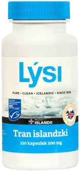 Suplement diety Lysi Tran islandzki 500 mg 120 kapsułek (5690548868603)