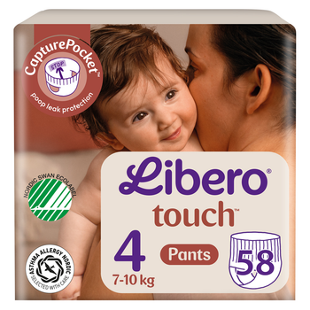 Подгузники-трусики Libero Touch Pants 7-10 кг Размер 4 29 шт x 2 пачки (58 шт) (7322542543856)