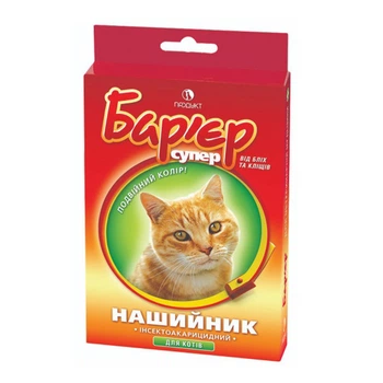 Ошейник для котов БАРЬЕР от блох и клещей красно-желтый