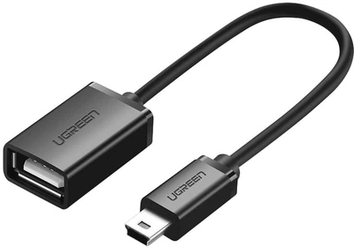 Переходник Ugreen US249 Mini USB 5Pin Male to USB 2.0 Female OTG 10 см Black (UGR-10383)