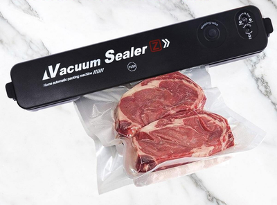 Вакуумный упаковщик для продуктов Vacuum Sealer с пакетами, черный