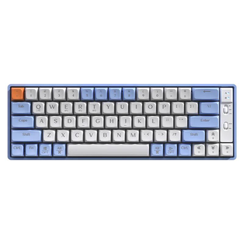 Механическая беспроводная клавиатура LANGTU GK65 с тремя режимами Type-C, Bluetooth и 2,4 ГГц, RGB подсветка клавиш, 65 клавиш (раскладка ENG, QWERTY, Red Switch). Цвет – Небесно-голубой