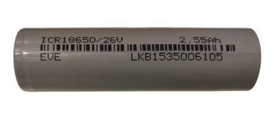 Акумулятор EVE літій-іонний ICR18650/26V (без захисту) 2550mAh