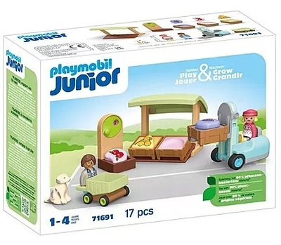 Конструктор Playmobil Junior: Екологічний виставковий стенд та вилковий навантажувач 17 елементів (71691) (4008789716910)