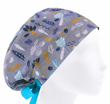Медицинская шапочка женская HeadwearUniverse универсальная принт Жёлуди листья