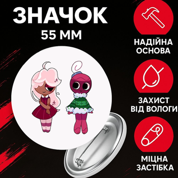 Значок У Світі Денді Roblox Dandy's World на шпильці на рюкзак 55 мм 1 шт zna_55_17