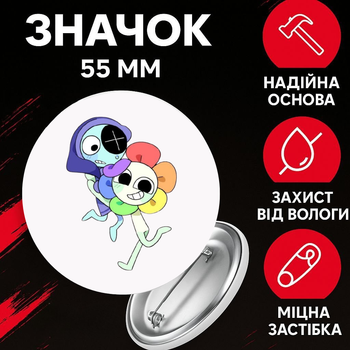 Значок У Світі Денді Roblox Dandy's World на шпильці на рюкзак 55 мм 1 шт zna_55_24
