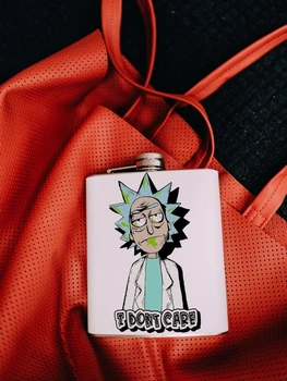 Фляга для алкоголя из нержавеющей стали Rick and Morty Рік і Морті "I Dont Care" - 500 мл
