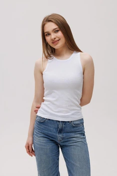 Базовый женский топ в рубчик Наталюкс 2XL белый (3321383200061)