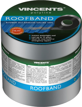 Лента герметизирующая битумная Vincents Polyline Roofband 15 см x 3 м Серая (4751001374459)
