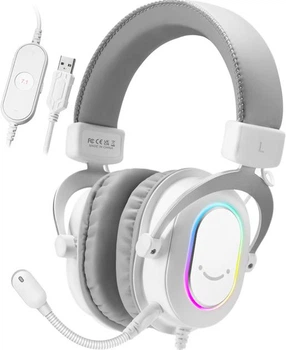 Игровая гарнитура Fifine H6 White RGB с микрофоном, 7.1 виртуальный звук, подсветка, для стриминга, PS5, PC Белые